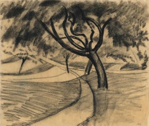 Árbol y campos de August Macke